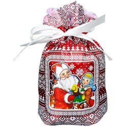 Подарок Мешочек «Три снежинки» красный 5682